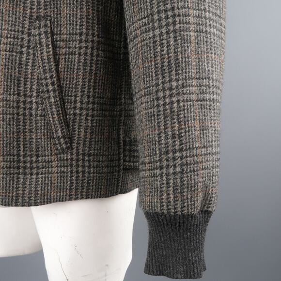 MARC JACOBS 42 Grey & Black Plaid Wool Bomber Jacket - Picture 3 of 6